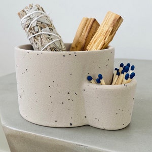 Palo Santo | Sage Holder | Ceramic | Smudge Bowl | Minimalist | Match Strike