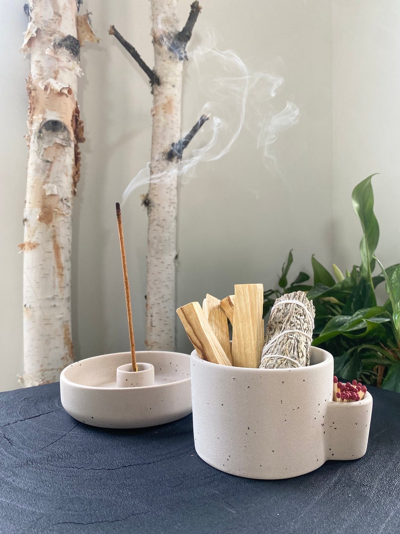 Ceramic palo santo incense gift set smudge bowl burner image 2