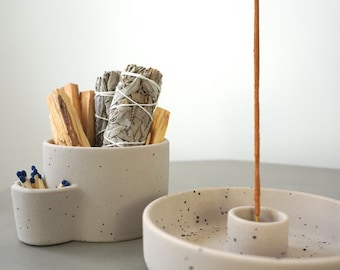 Ceramic palo santo incense gift set smudge bowl burner