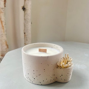 Organic Soy Candle Ceramic Multi Purpose Dish Custom Match Strike Smudge Bowl Nordic Pine Scent Woods image 6