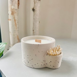 Organic Soy Candle Ceramic Multi Purpose Dish Custom Match Strike Smudge Bowl Nordic Pine Scent Woods