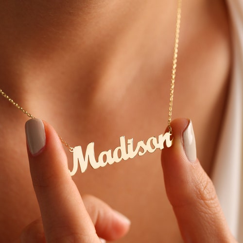 14k Solid Gold Name Necklace Personalized Jewelry Etsy Australia