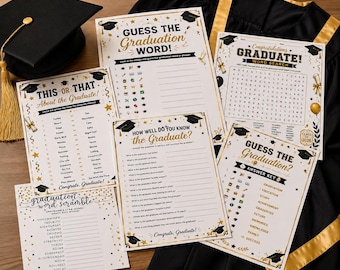 Graduation Worksheet Packet Bundle for Kids & Teens | Graduation Party Games Printable | Graduation Activities | Digital Download