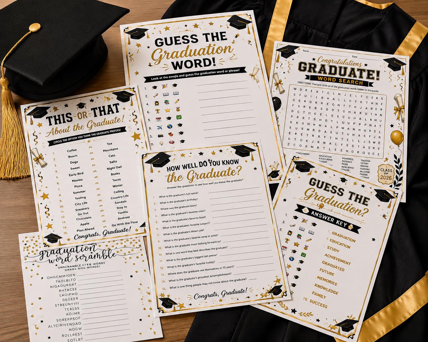 Graduation Worksheet Packet Bundle for Kids & Teens | Graduation Party ...