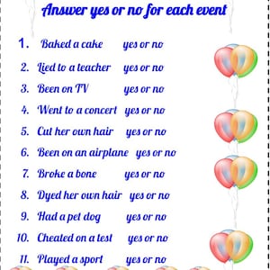 Birthday Trivia For Girls | Printable Birthday Game | Birthday Quiz | Conversation Starter | Birthday Trivia