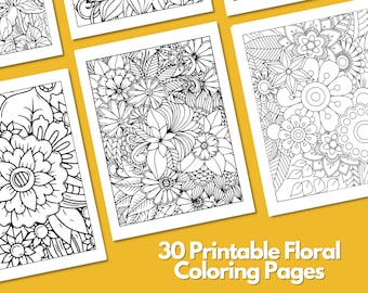 30 Exquisite Floral Coloring Pages to Ignite Your Creativity! | Flower Adult Teens Coloring | Printable Adult Coloring | Instant Download |