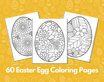 60 Beautiful Easter Egg Coloring Pages | Printable Easter Activity for Kids | Easter Craft | Printable Coloring Pages | Instant Download |