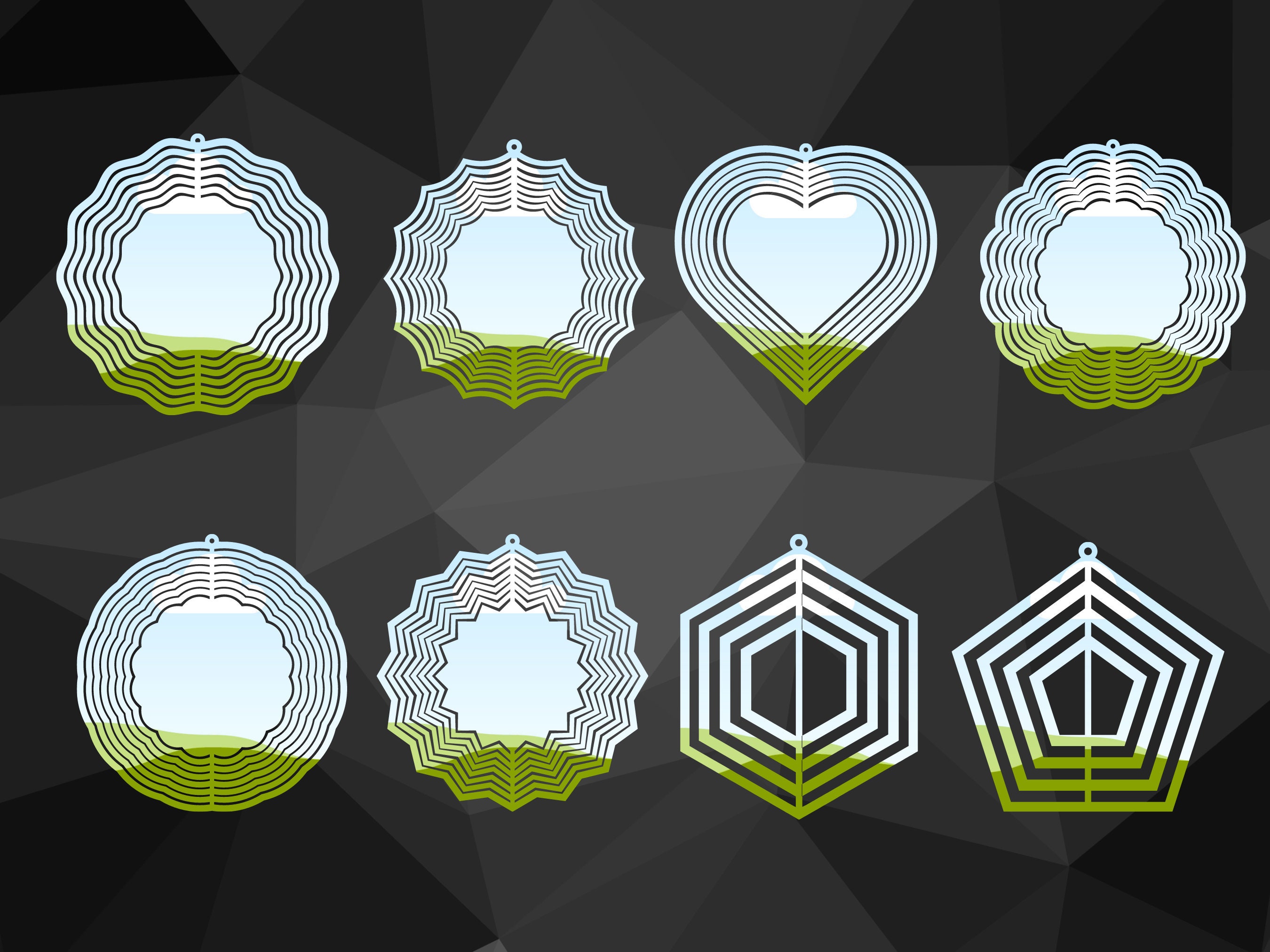 Spinner Sign Frame Wind Spinner Canva Frame, Bundle, Set of 8 Different Wind Spinner ...