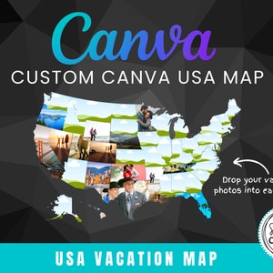 Original Urlaub Karte benutzerdefinierte Canva Rahmen, USA Staaten Vorlagen, Drag and Drop, Amerikanische Staaten, Canva Vorlagen, Digitale Urlaubskarte