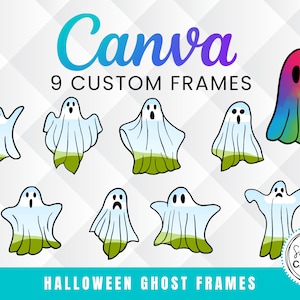 Halloween Ghost Canva Frames, Ghost Templates, Halloween Frames, Canva Frames, Editable Canva Templates, Drag and Drop, Print Templates