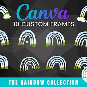 10 cornici di tela personalizzate, modelli arcobaleno, disegni arcobaleno, cornici di mockup, modelli di tela modificabili, modelli di mock up, modelli di stampa
