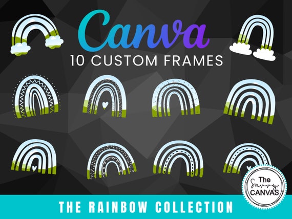 10 Custom Canva Frames, Rainbow Templates, Rainbow Designs, Mockup Frames, Editable Canva Templates, Mock up Templates, Print Templates
