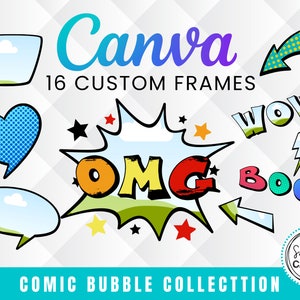 16 Comic Bubble Canva Frame, Comic Template, Speech Bubble Designs, Fill your own, Editable Canva Template, Create Digital Designs