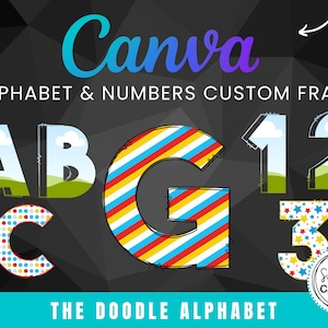 Doodle Alphabet Fill your own Letters CANVA Frames, Drag and drop Alphabet Letters PNG Canva Frames