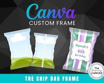 Chip Bag CANVA Mock up, Chip Bag Template, Editable Canva Frame, Personalized Chip Bag, Drag and Drop, Editable Canva Frame Designs