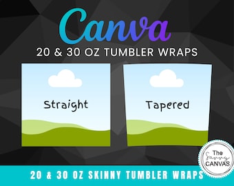 Modello tumbler magro Cornici in tela, modificabili in Canva Avvolgi tumbler completo da 20 e 30 oz, riempi i tuoi modelli drag drop, uso commerciale
