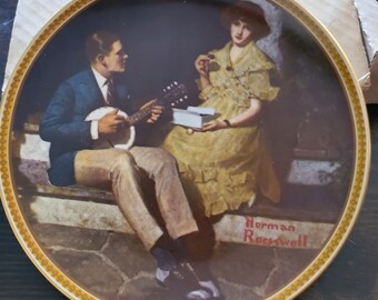 Vintage Plate Norman Rockwell "Pondering on the Porch".