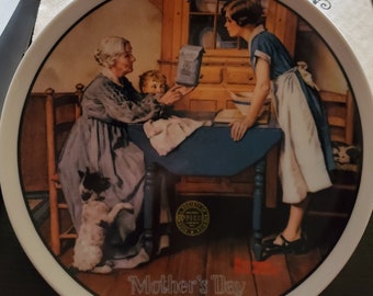 Vintage Norman Rockwell China Plate "Add Two Cups and a Measure of Love" Mother's Day 1983