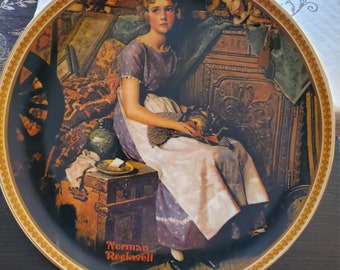 Vintage Norman Rockwell China Plate "Dreaming in the Attic"