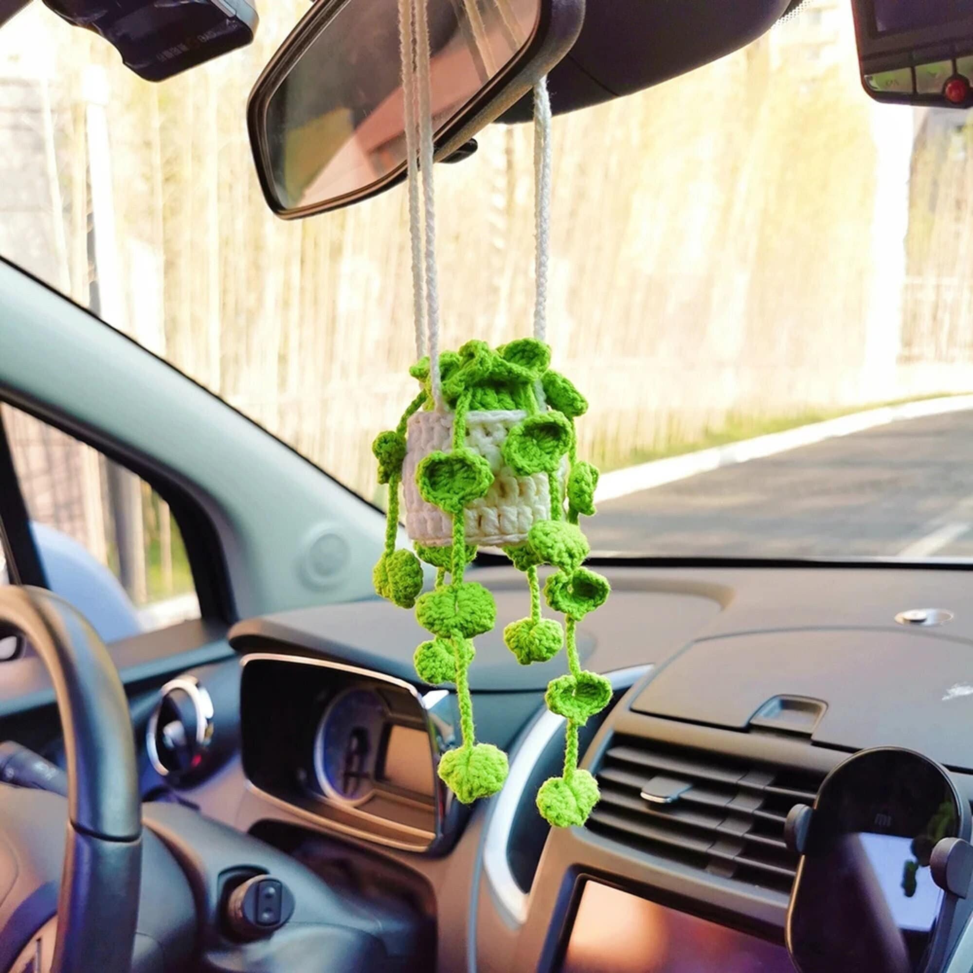 Niedliche Topfpflanzen häkeln Autokorb, hängende Pflanze häkeln für Auto  Rückspiegel