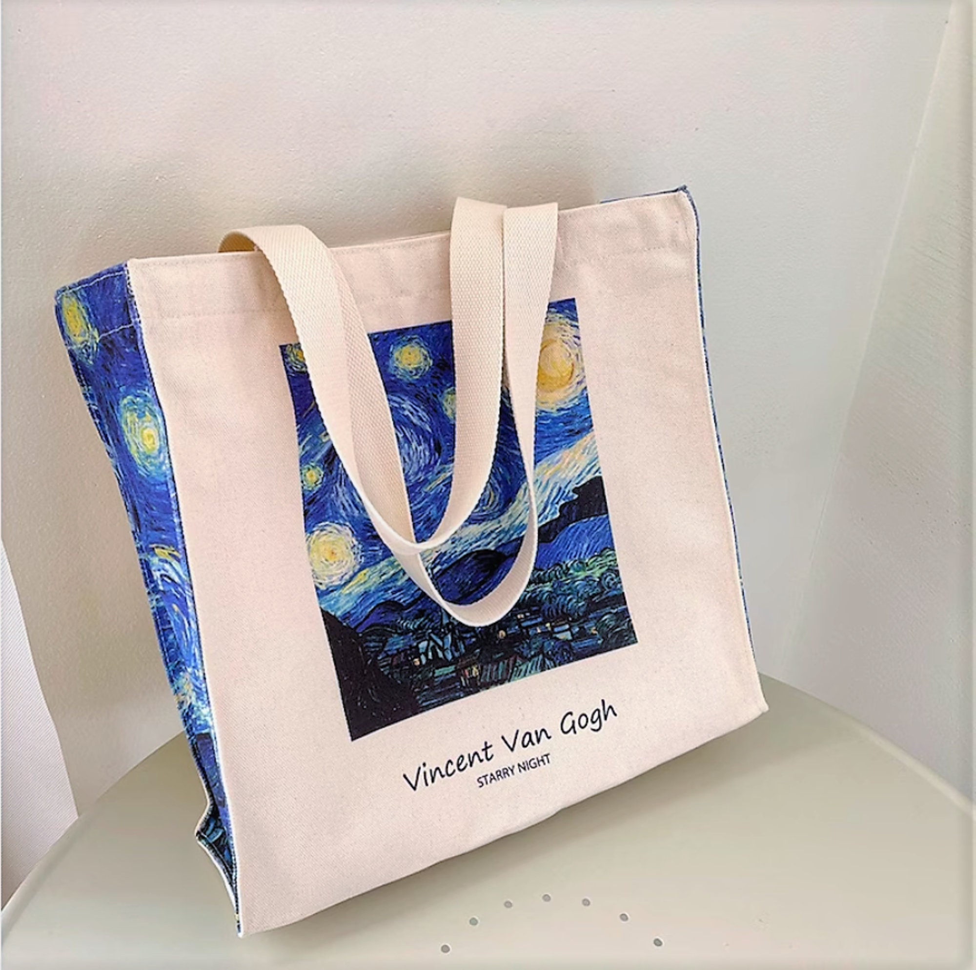 Starry Night Painting Van Gogh Linen Tote Bags Star Wars Tardis  Eco-Friendly Bag