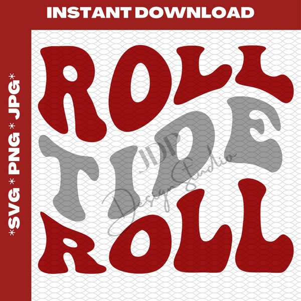 Alabama Crimson Tide Groovy Retro SVG PNG JPG Instant Download