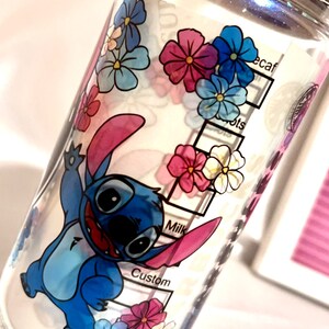 Stitch 16oz Blue Iridescent Glass Can Tumbler. afbeelding 4