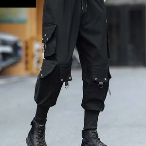 Cyber Techwear Pants, Multi Pocket Tactical Urbanistic Bottoms, Urban Style Harajuku Streetwear Pants, Steampunk Gothic Pants