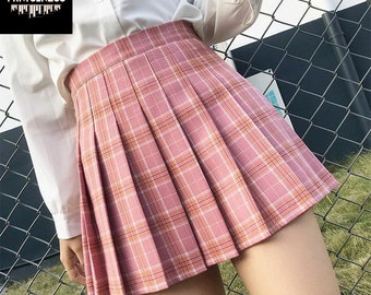 Short A-Line Korean Style Skirt, Student Pleated Mini Skirt, Kawaii High Waist Skirt, Schoolgirl Dance Cosplay Skirt