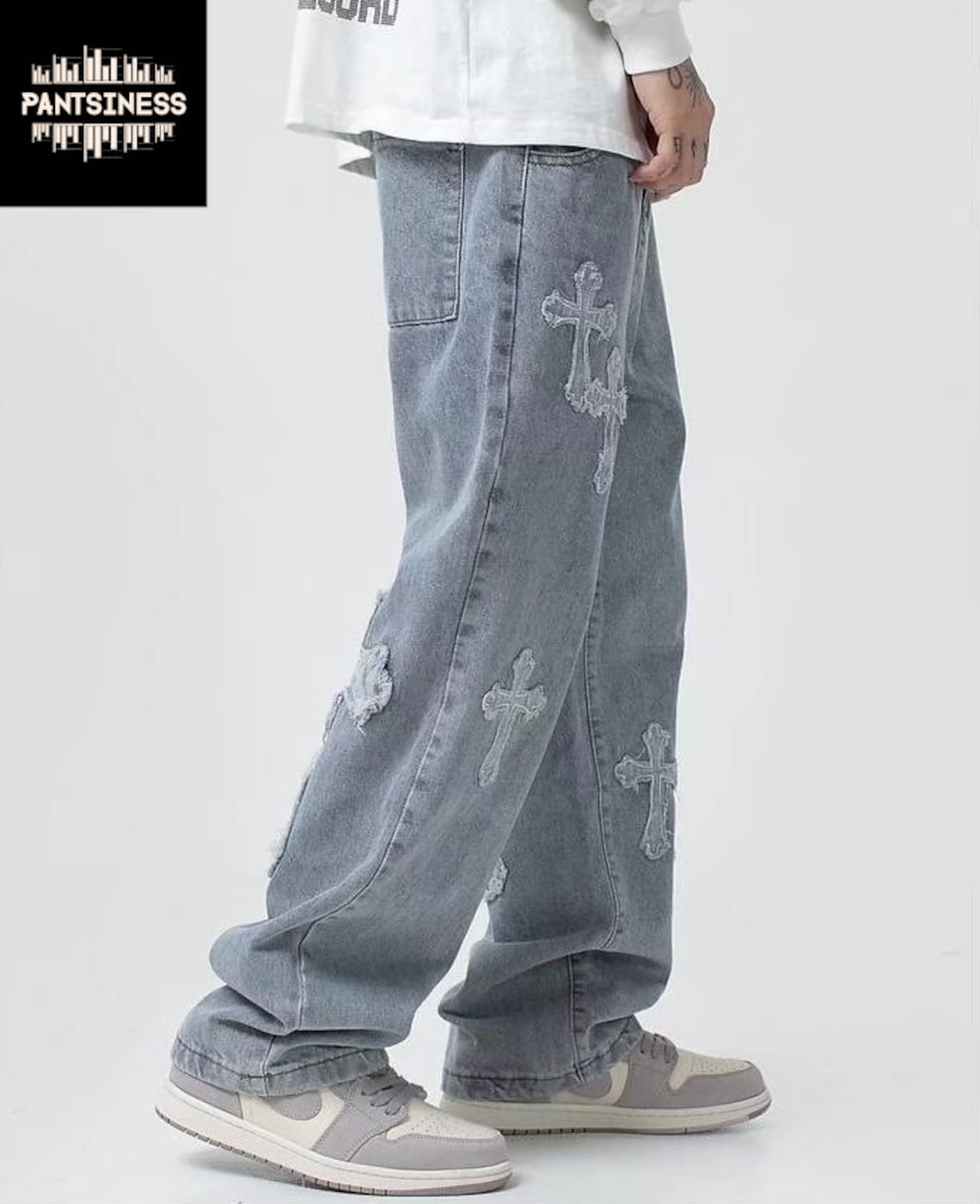Y2K Cross Streetwear Jeans Baggy Hip Hop Loose Pants - Etsy Norway