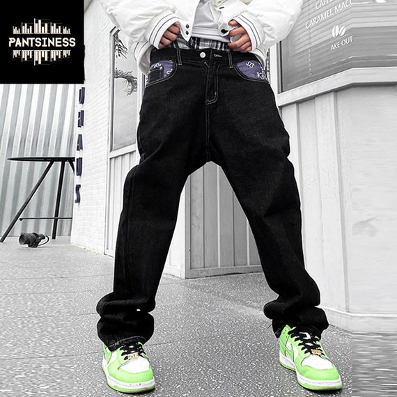  QBO Pantalones cortos de mezclilla sueltos Hip Hop