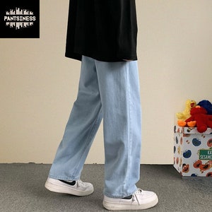 Retro Streetwear Baggy Jeans, Straight Loose Wide Leg Pants, Korean ...