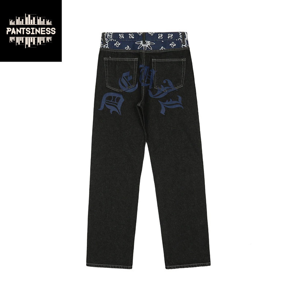 Retro Y2K Printed Jeans Gangster Style Hip Hop Pants Devil - Etsy