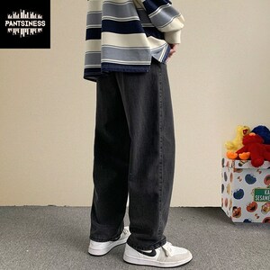 Retro Streetwear Baggy Jeans, Straight Loose Wide Leg Pants, Korean ...