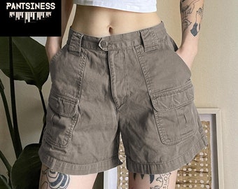 Y2K Womens Cargo Shorts, Tactical Baggy Harajuku Trousers, Wide Leg Multi Pocket Shorts, Vintage Low Rise Baggy Shorts