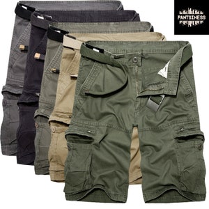 Mens Military Cargo Shorts, Army Color Tactical Multi Pocket Bottoms, Casual Bermuda Trousers, Summer Retro High Street Shorts