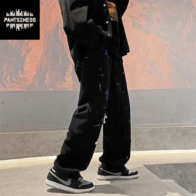 Retro Multi Colored Cross Jeans Y2K Streetwear Pants Hip Hop Etsy