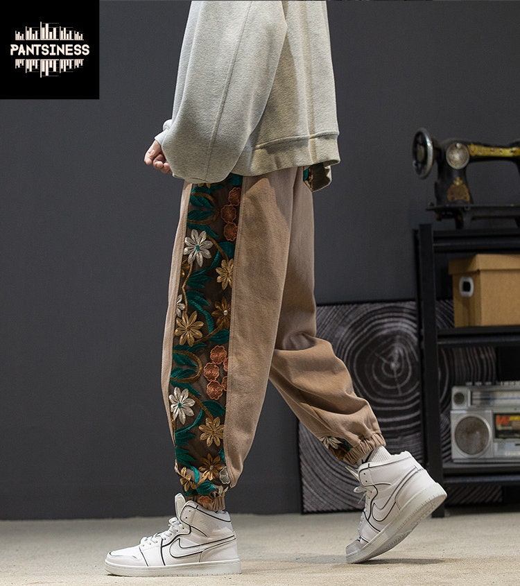 Casual Embroidered Y2K Pants Patchwork Harem Harajuku - Etsy