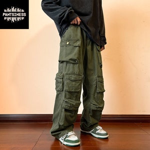 Tactical Cargo Multi Pocket Pants, Vintage Wide Leg Loose Bottoms ...