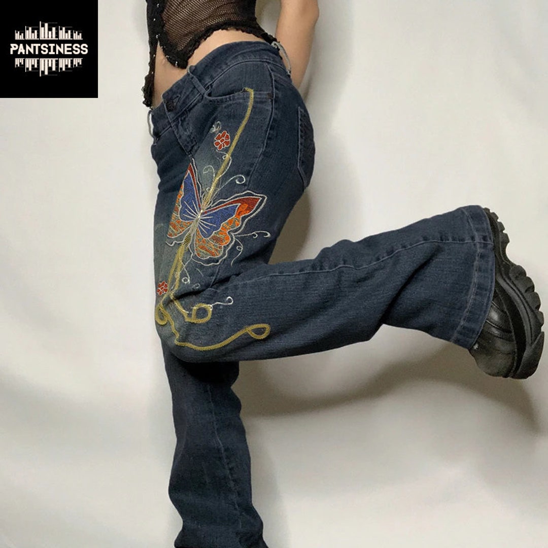 EMBROIDERED BUTTERFLY JEANS