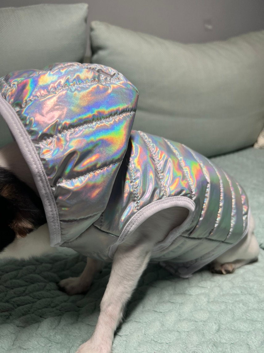 Holographic Cute Custom Dog Personalized Dog Coat Button up Winter Dog