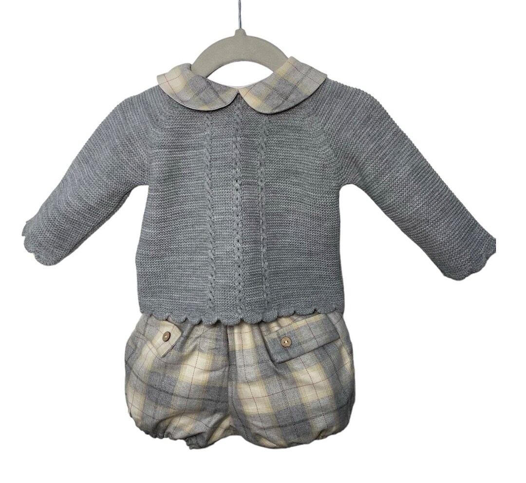 Baby Boy Knitted Setpeter Pan Collar Toplong Etsy