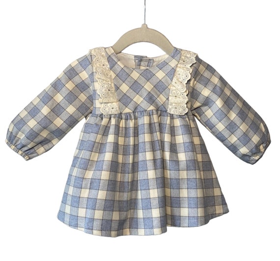 Baby Girl Checkered Dress baby Girl Blue White Dress big Bow lace Dress baby Girl Clothes spanish Clothing traditional Baby Wear 3 6 Months Etsy Canada