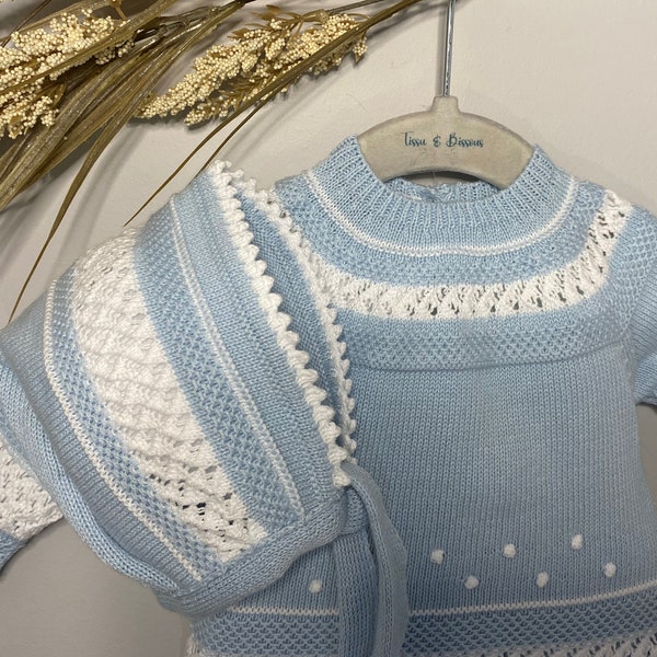 Baby coming home outfit-100% cotton-Newborn-Boy Girls Knitted Set-Unisex baby clothes-Spanish clothing-Hospital outfit- 0-3 months