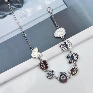 Pulsera Stray Kids Skzoo (1 unidad) / Pulsera de cadena con personajes / Plata, joyería colorida de dibujos animados / Joyería inspirada en SKZ / Merchandising de Kpop