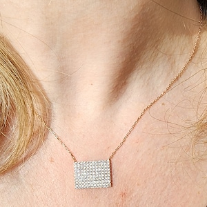 Rectangle Pendant Necklace.  Sleekly Gift, Dainty Silver , Minimalist Charm