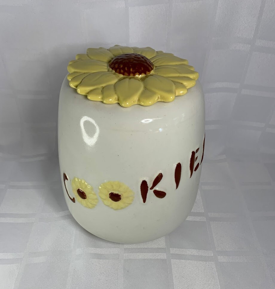 Sunflower Cookie Jar Vintage Ceramic Cookie Jar Made Etsy