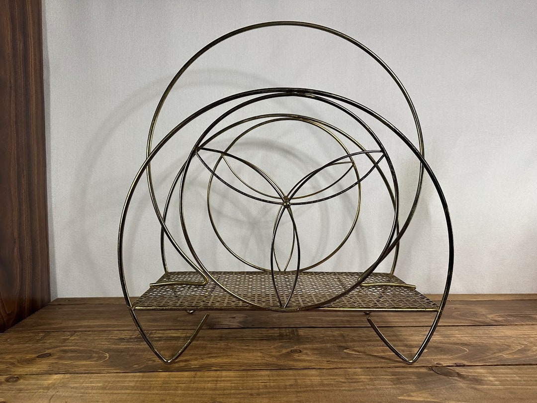 Show Rack Mcm Design MCM Magazine Rack Vintage Brass Magazine Rack Music Record Stand ...