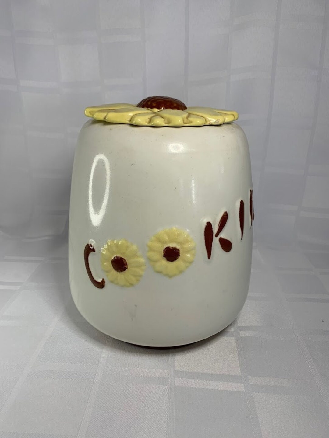Sunflower Cookie Jar Vintage Ceramic Cookie Jar Made in USA Vintage Kitchen 1970s Etsy