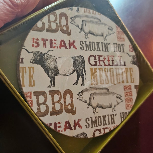 Fun BBQ Coasters...cool graphics...perfect for the steak lover